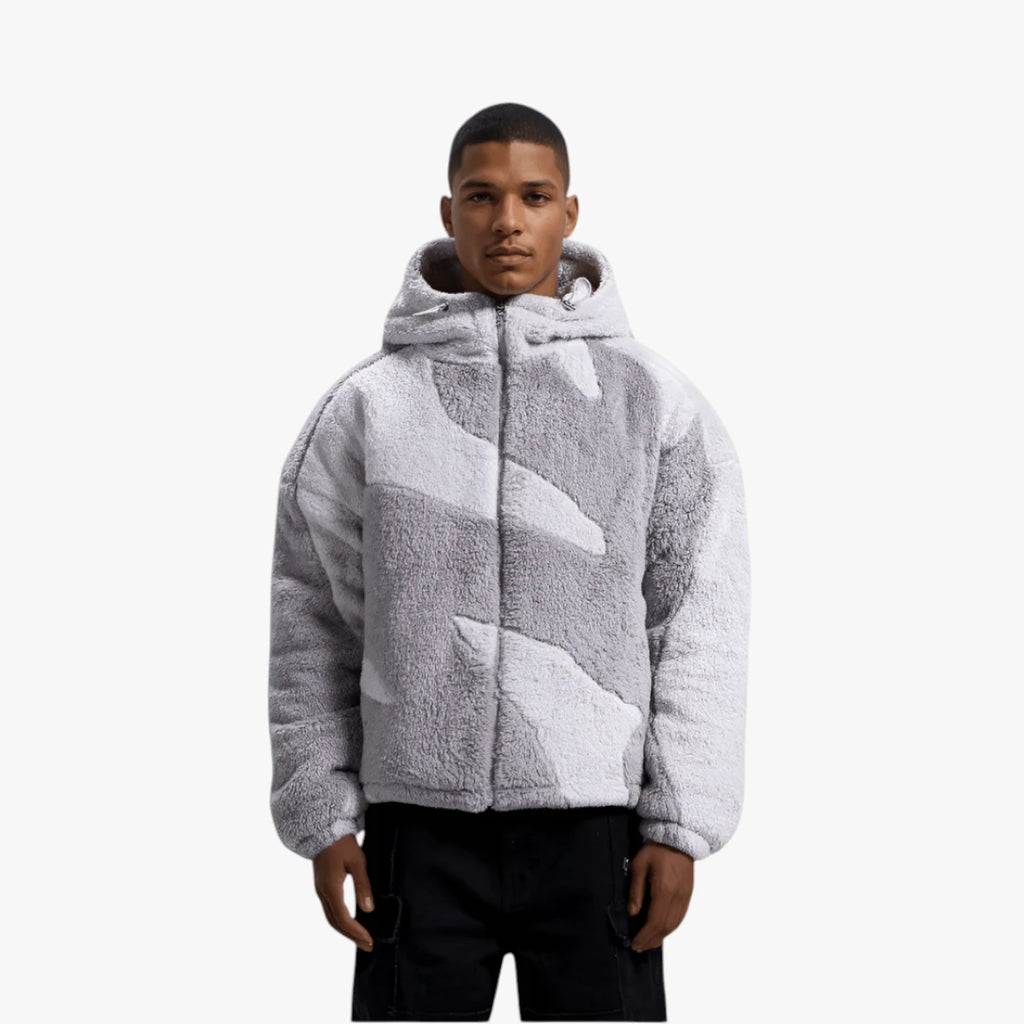 Herre Oversized Hætte Vinterjakke med Lynlås op