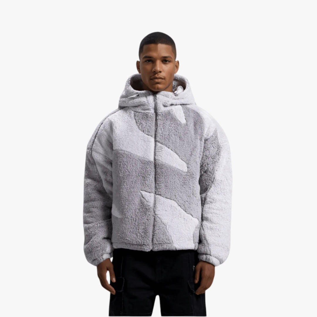 Herre Oversized Hætte Vinterjakke med Lynlås op
