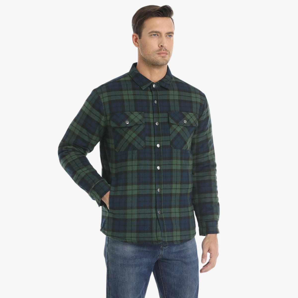 Herre Quiltet Slim Fit Vinterjakke med For
