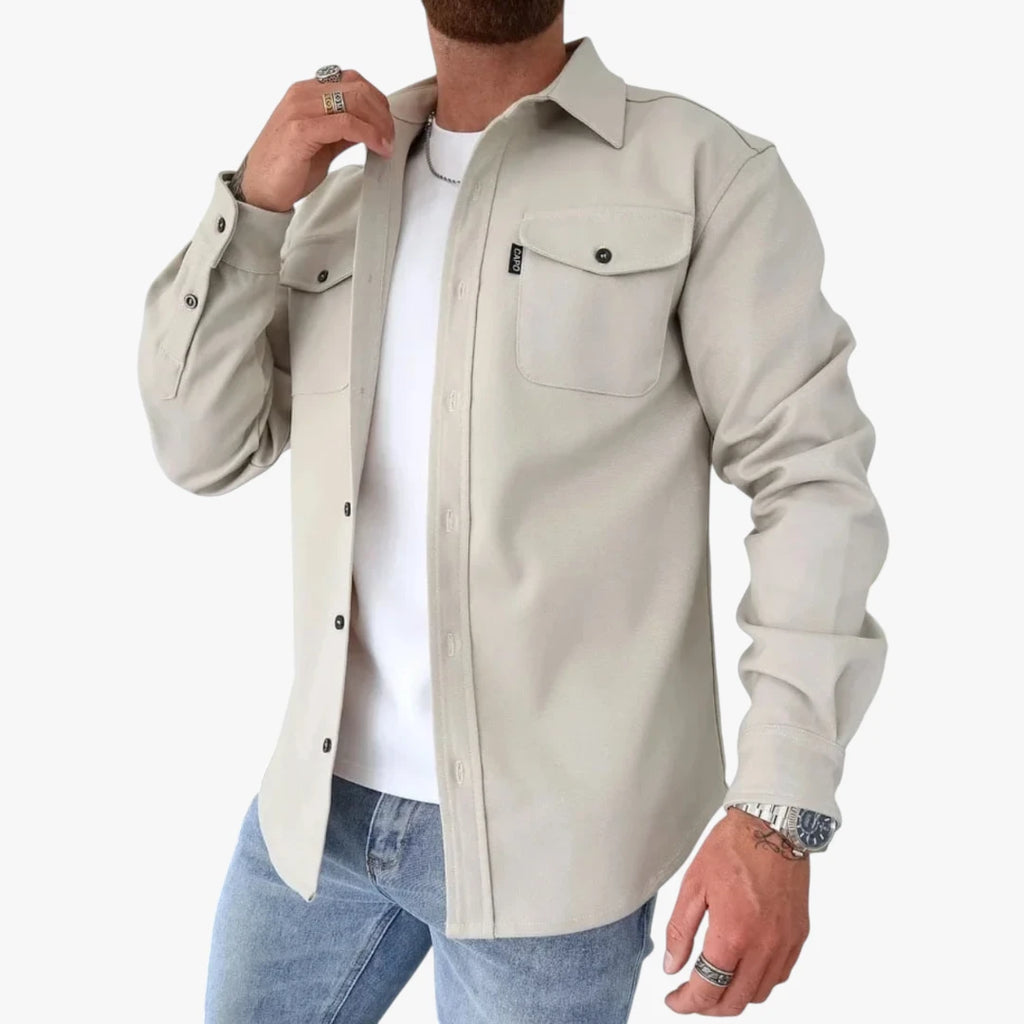 Herre Slim Fit Overgangsjakke med Knaplukning