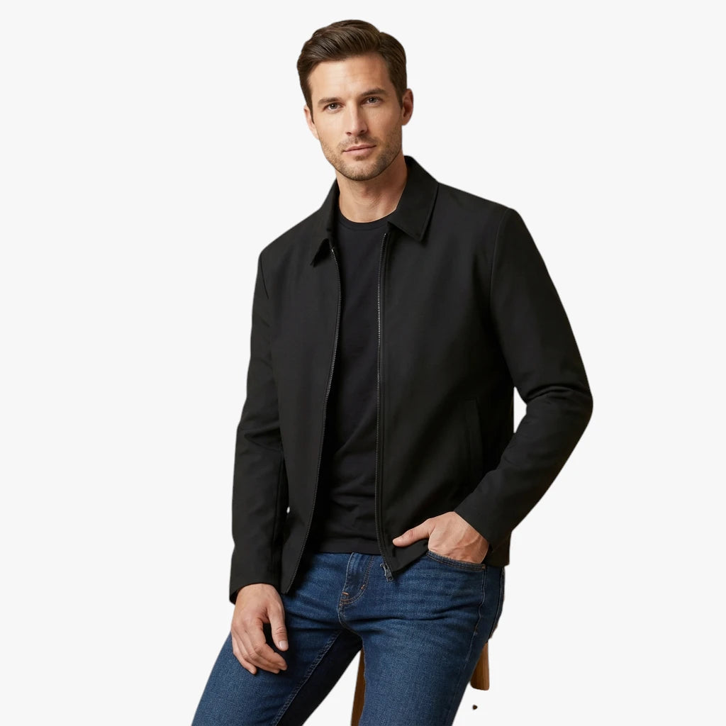 Herre Slim Fit Overgangsjakke med Lynlås