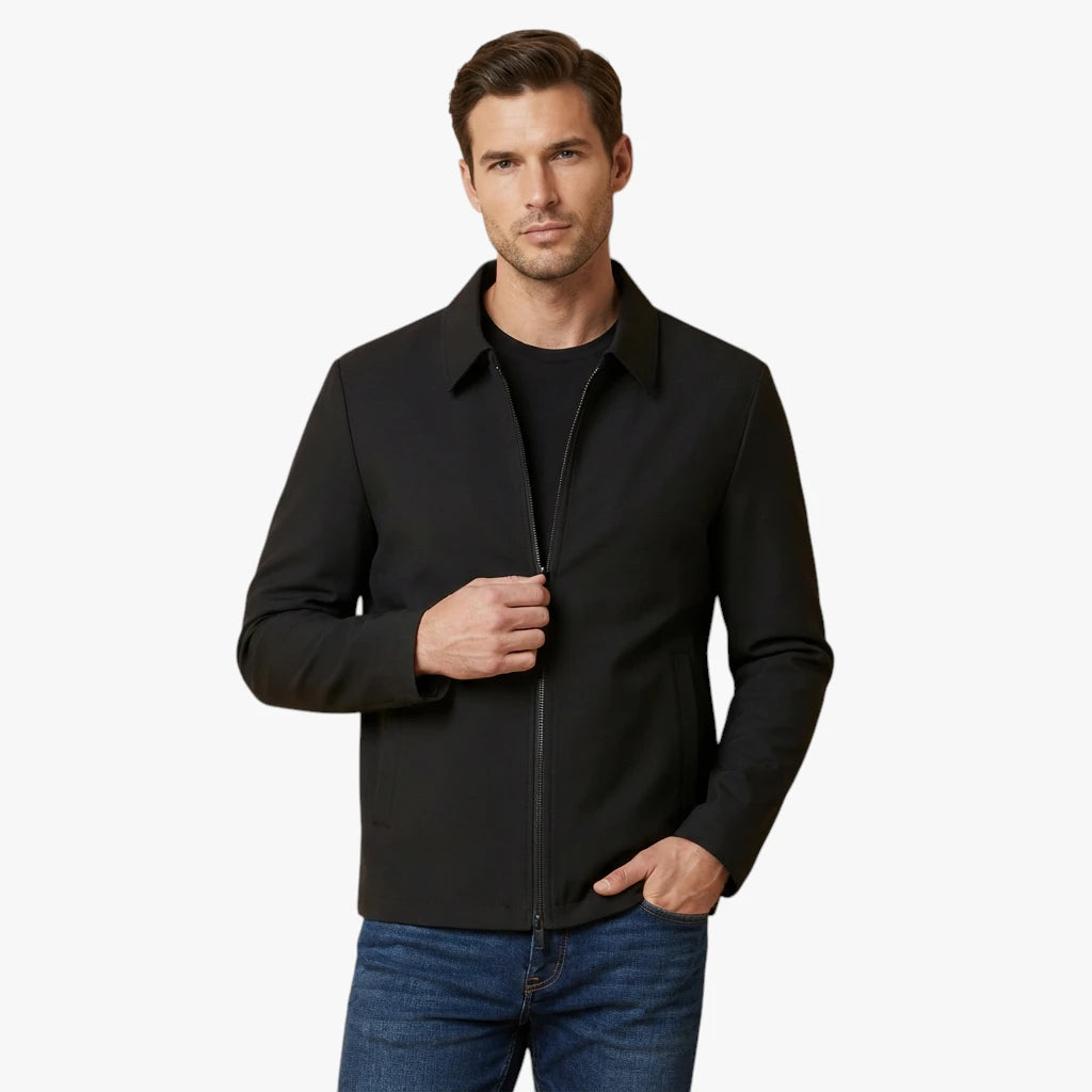 Herre Slim Fit Overgangsjakke med Lynlås