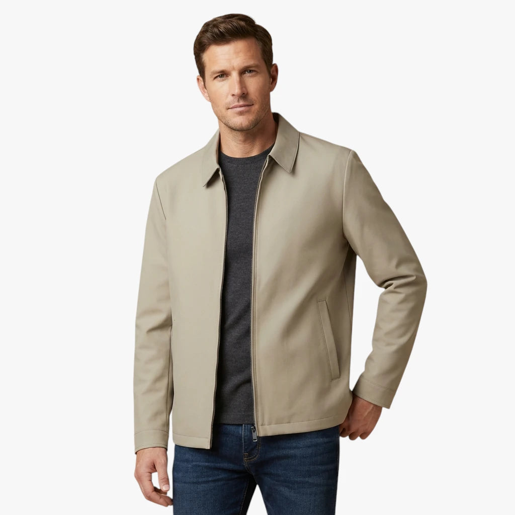 Herre Slim Fit Overgangsjakke med Lynlås
