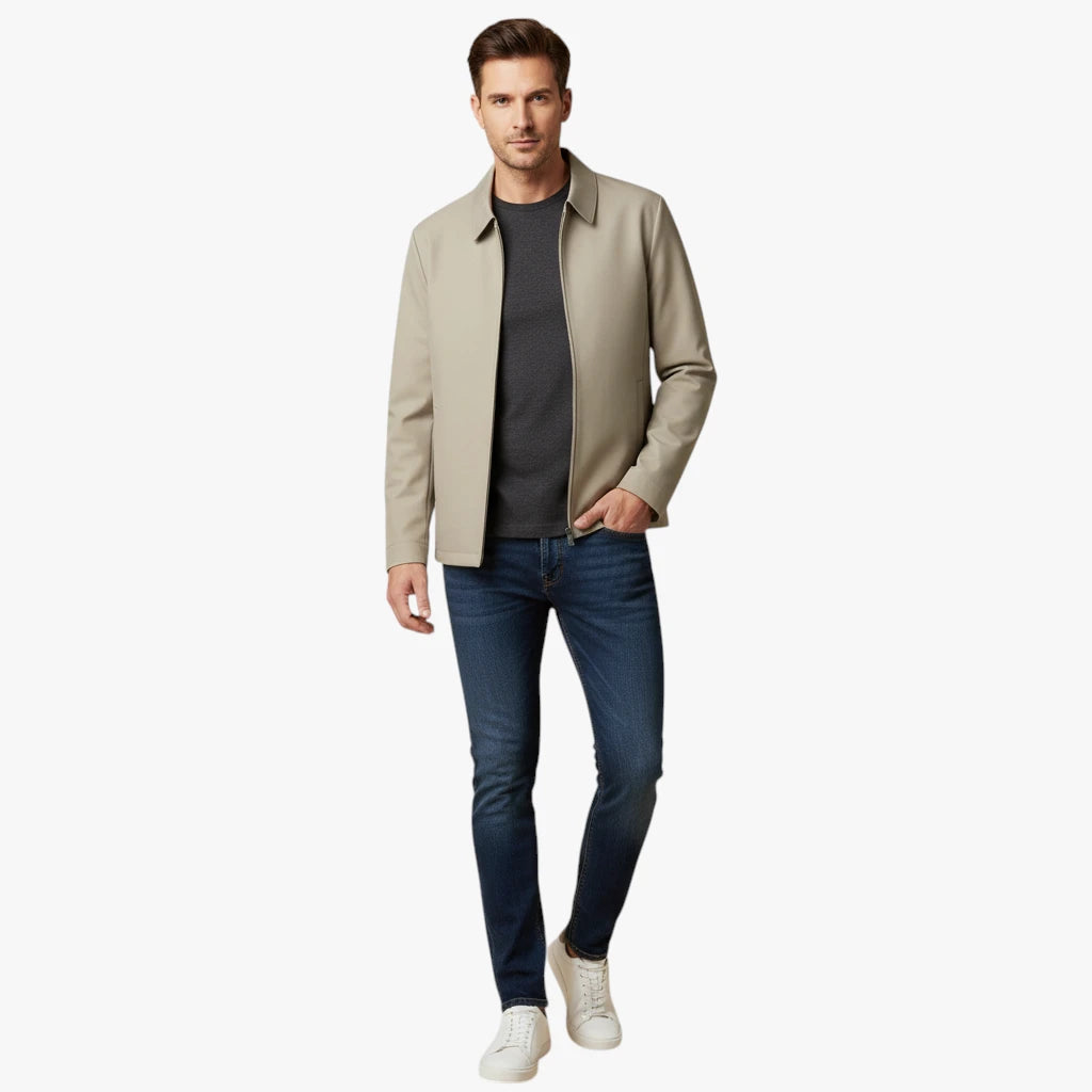 Herre Slim Fit Overgangsjakke med Lynlås