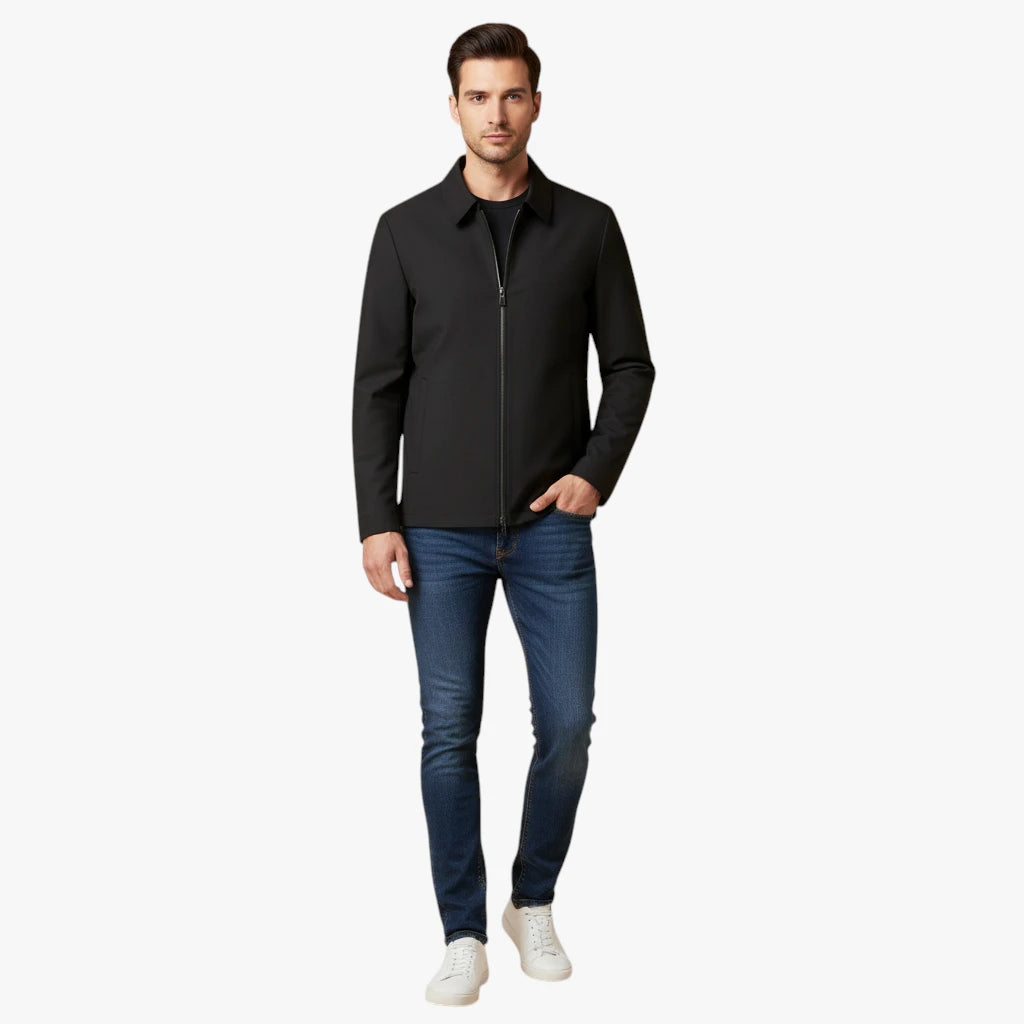 Herre Slim Fit Overgangsjakke med Lynlås
