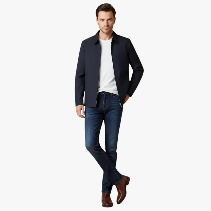 Herre Slim Fit Overgangsjakke med Lynlås