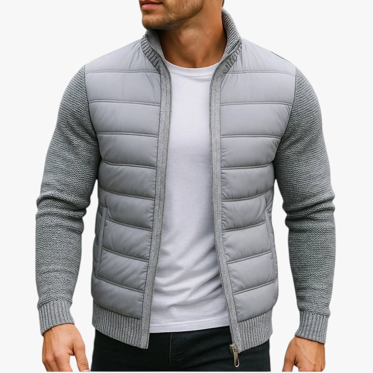 Herre Slim Fit Quiltet Vinterjakke med For