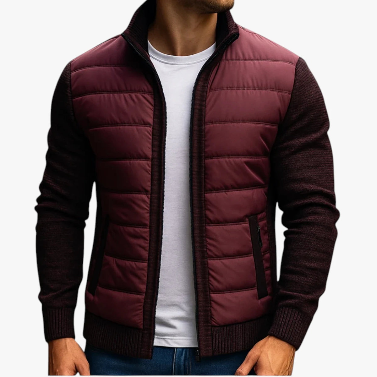 Herre Slim Fit Quiltet Vinterjakke med For