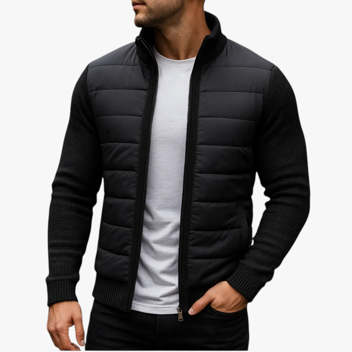 Herre Slim Fit Quiltet Vinterjakke med For