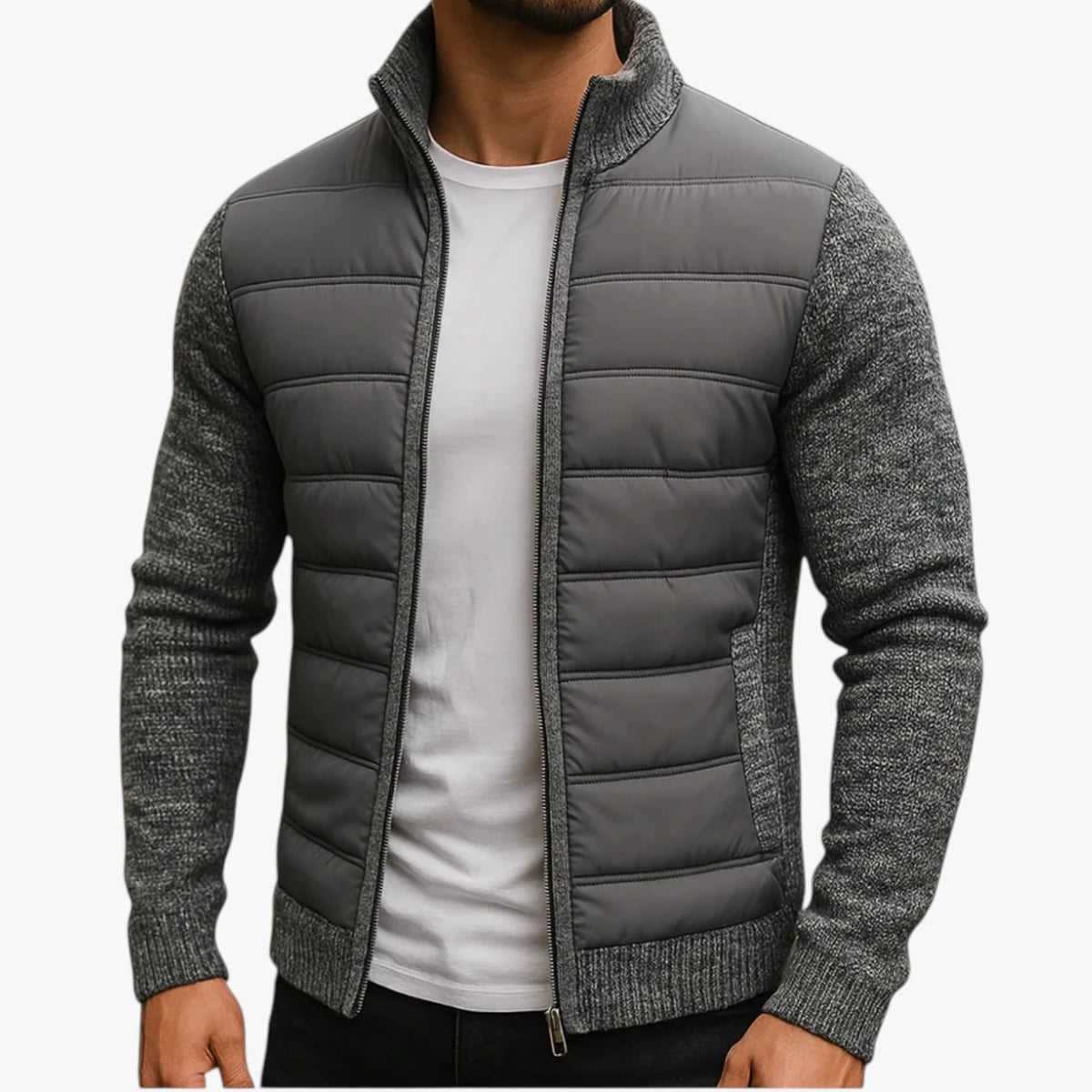 Herre Slim Fit Quiltet Vinterjakke med For