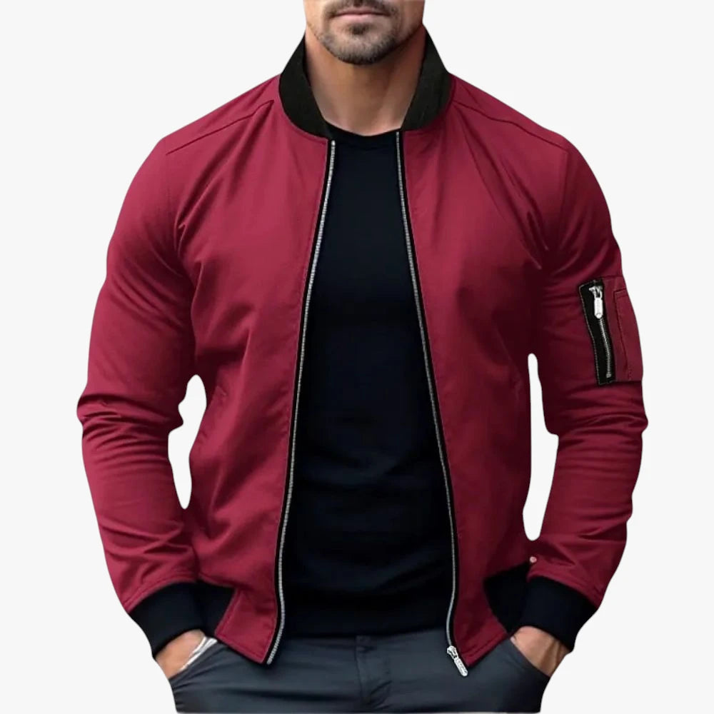 Herre Varm Slim Fit Bomber Overgangsjakke med Ærmelomme