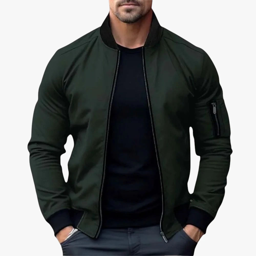 Herre Varm Slim Fit Bomber Overgangsjakke med Ærmelomme