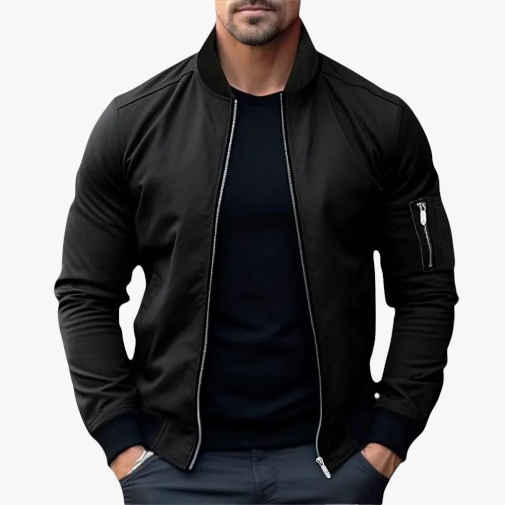 Herre Varm Slim Fit Bomber Overgangsjakke med Ærmelomme