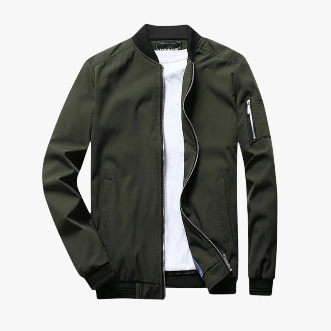Herre Varm Slim Fit Bomber Overgangsjakke med Lynlås
