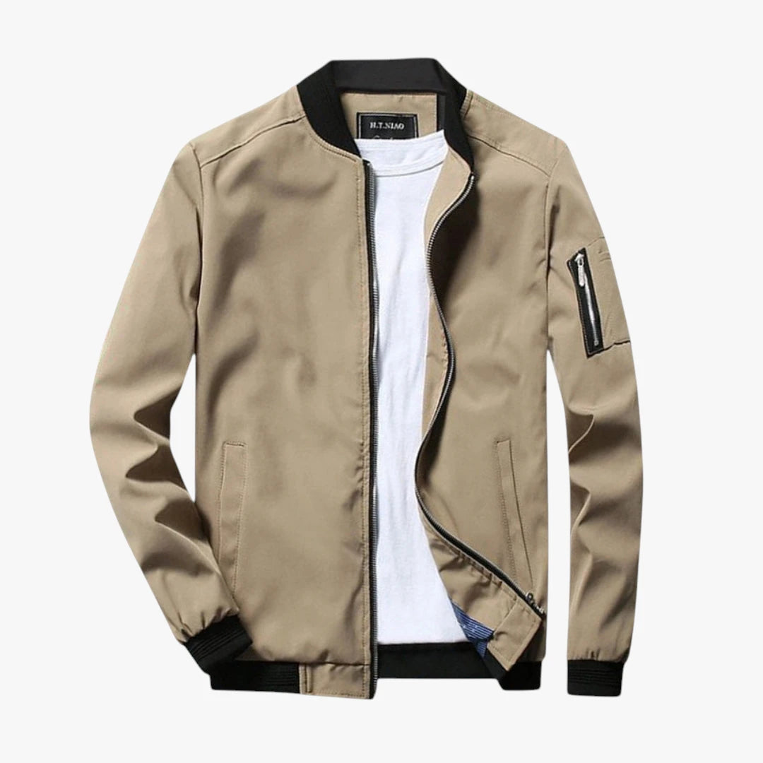 Herre Varm Slim Fit Bomber Overgangsjakke med Lynlås