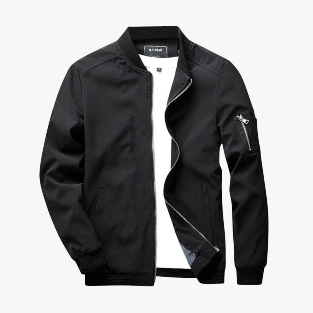 Herre Varm Slim Fit Bomber Overgangsjakke med Lynlås