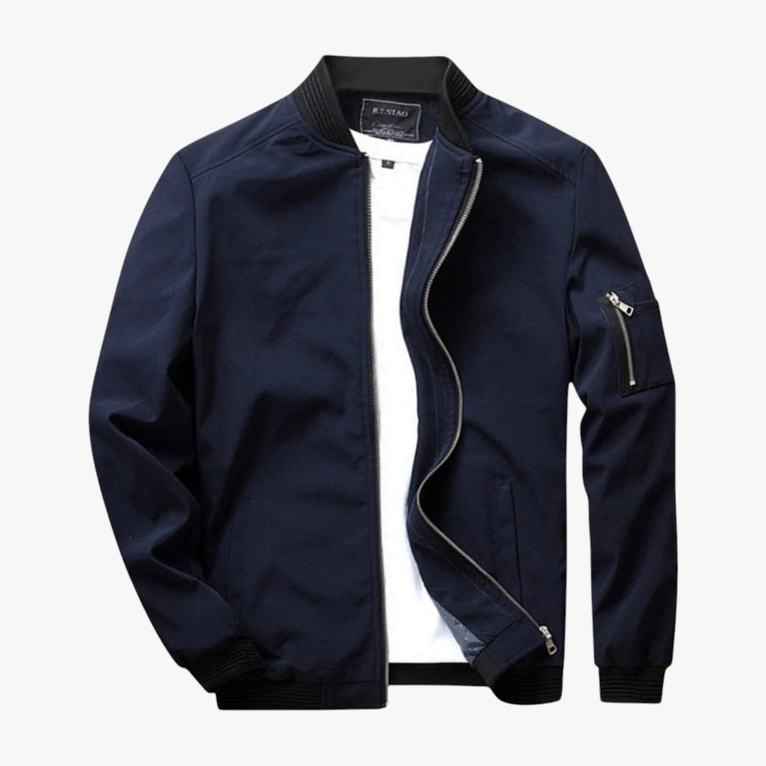 Herre Varm Slim Fit Bomber Overgangsjakke med Lynlås