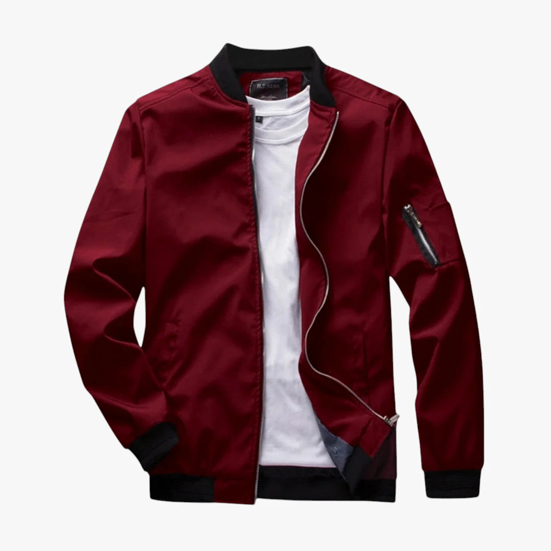 Herre Varm Slim Fit Bomber Overgangsjakke med Lynlås