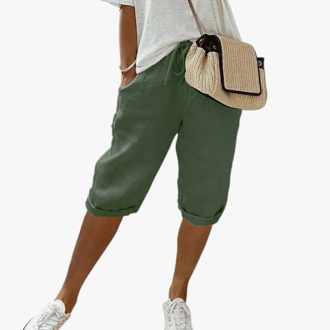 Dame Lange Løse Shorts med Snøre og Lommer