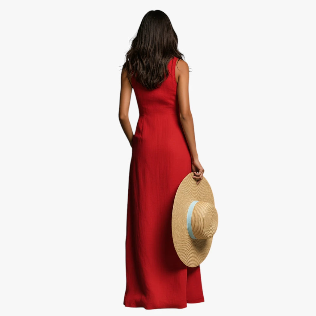 Dame Elegant Maxi Sommerkjole med Krave