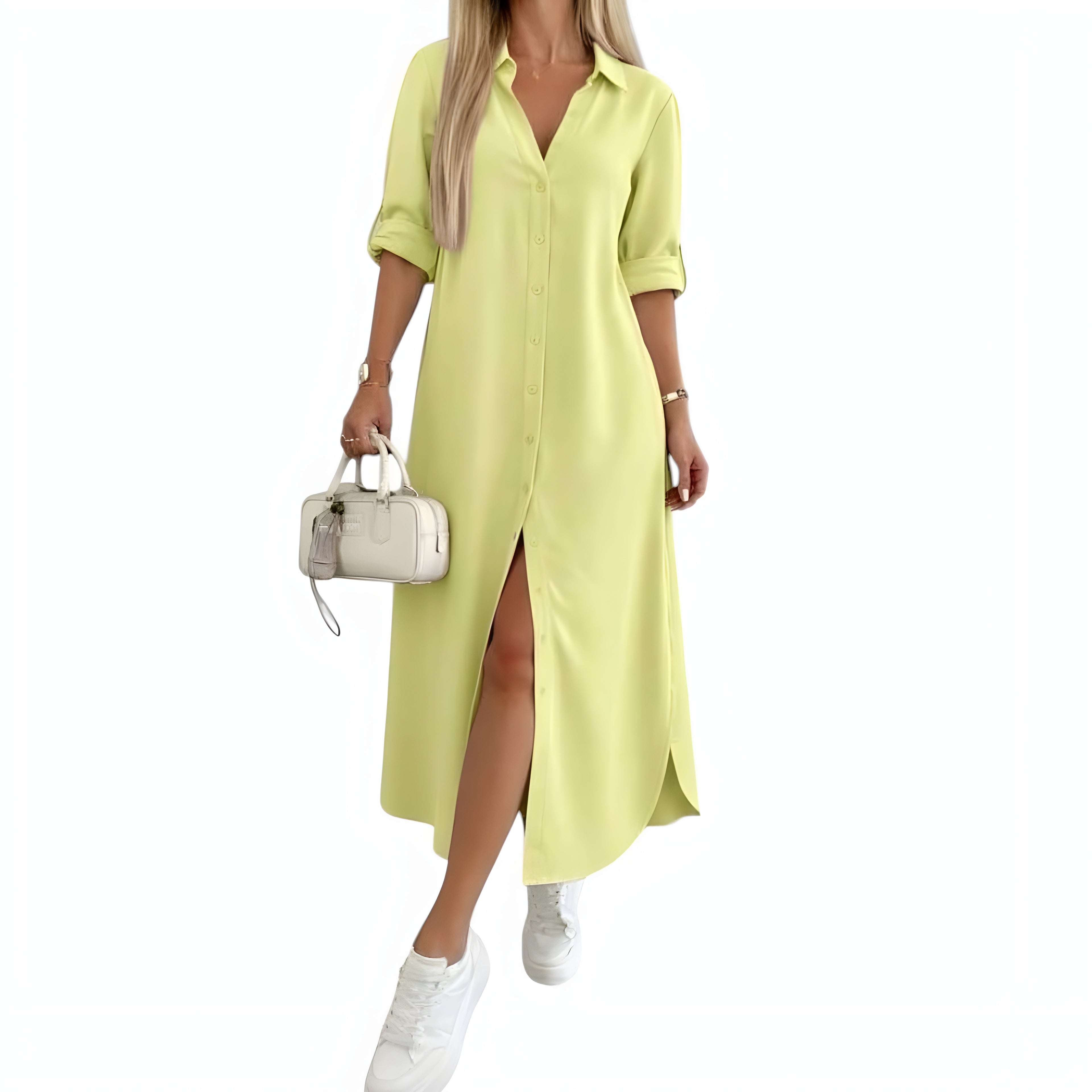 Dame Sommer Maxi Skjortekjole med Knapper