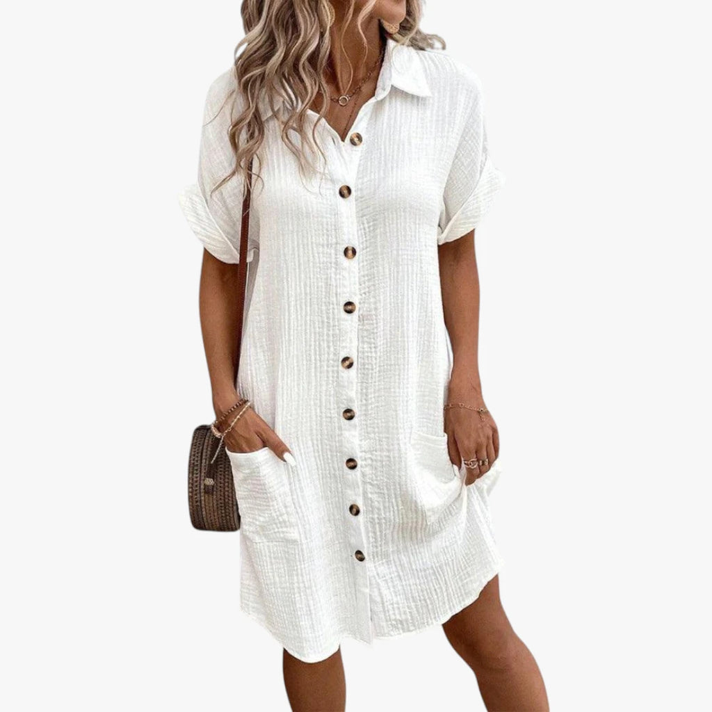 Dame Midi Sommerkjole med Knapper