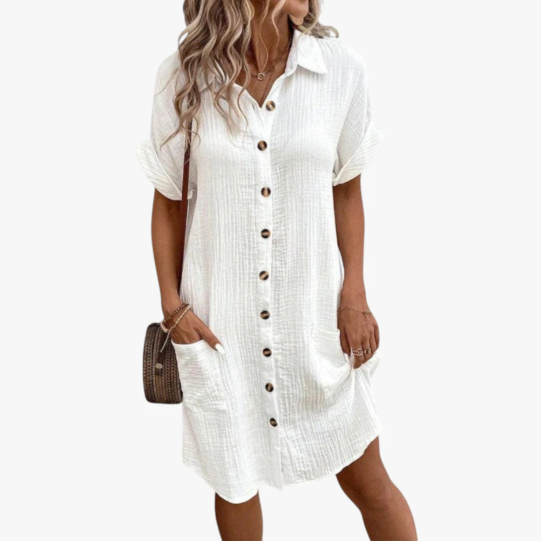 Dame Midi Sommerkjole med Knapper
