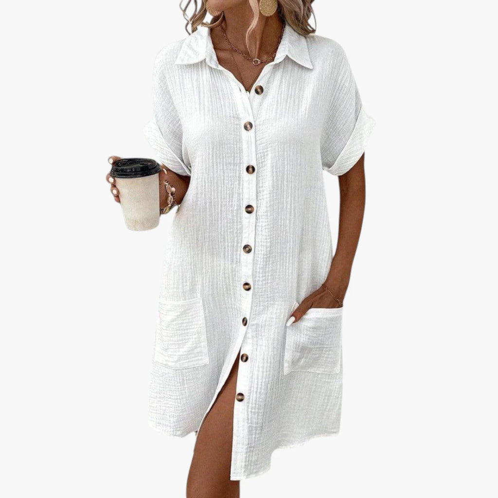 Dame Midi Sommerkjole med Knapper