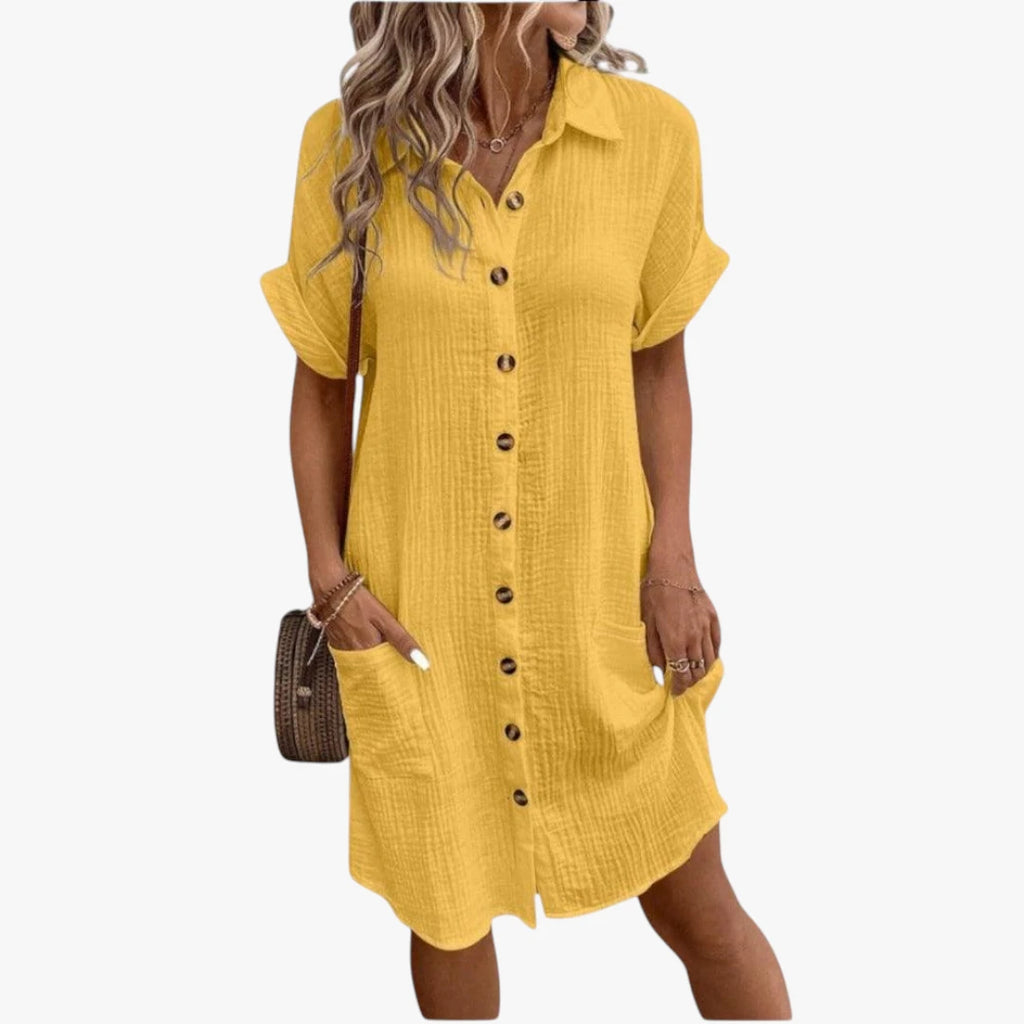 Dame Midi Sommerkjole med Knapper