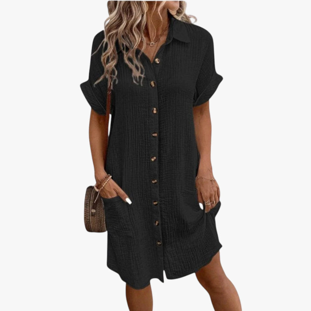 Dame Midi Sommerkjole med Knapper