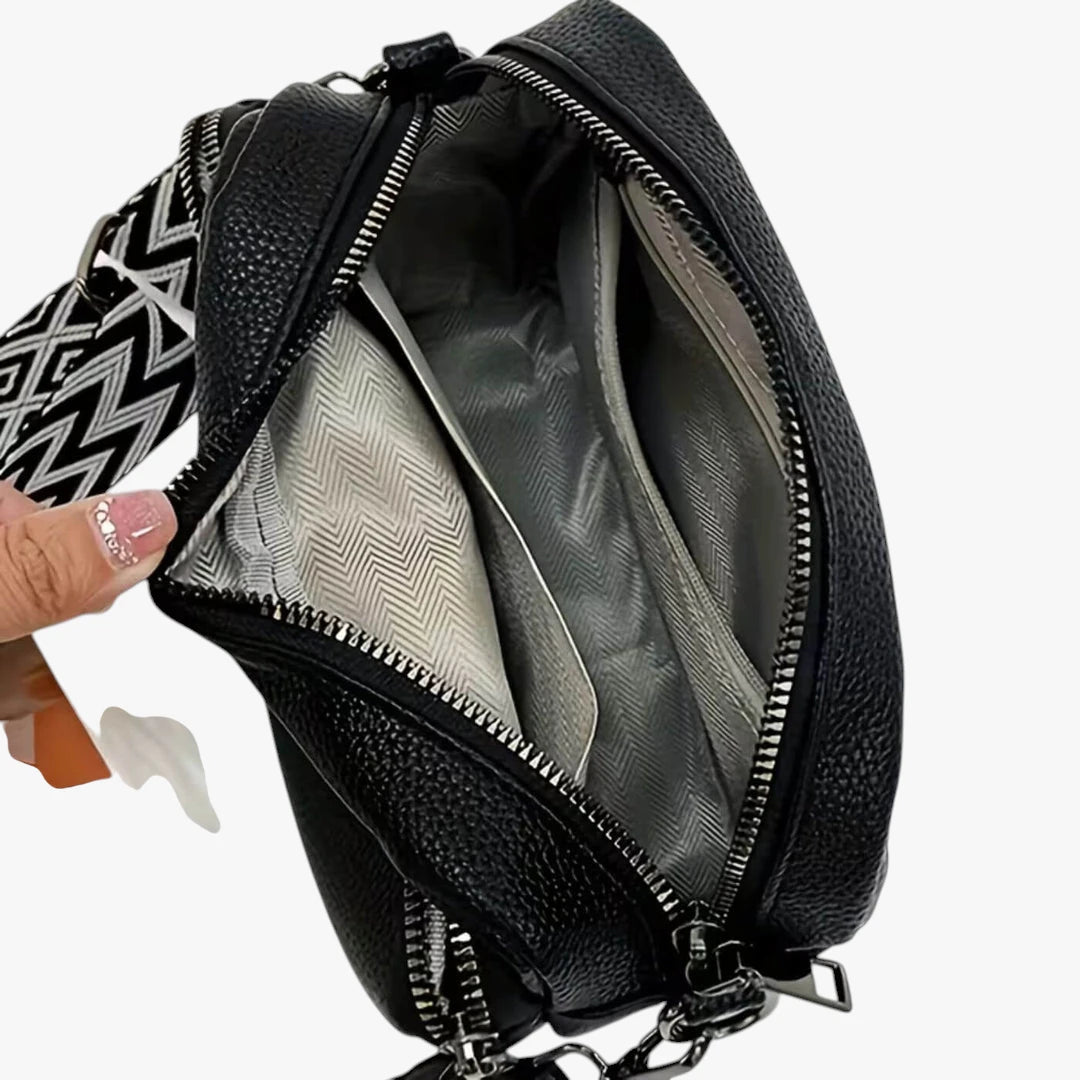 Dame Crossbody Taske med Lynlås og Skulderrem