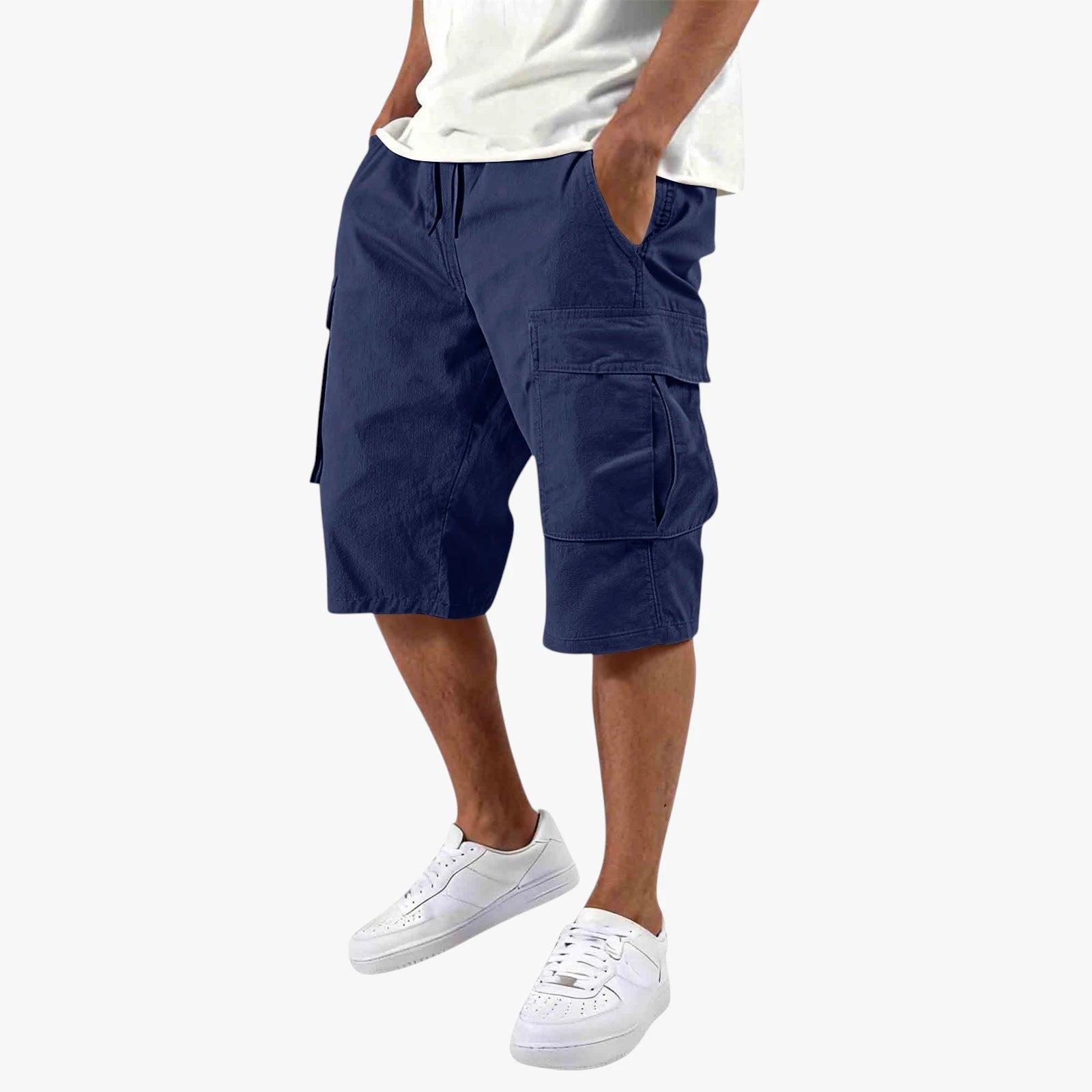 Herre Knælange Cargoshorts med Lommer