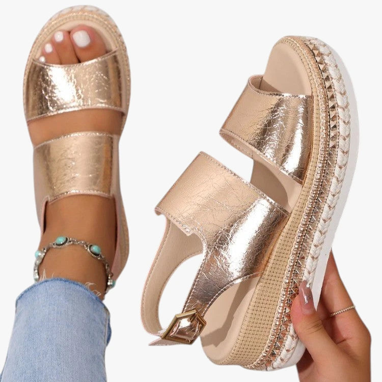 Dame Glimmer Plateau Sandaler med Kilehæl og Rem