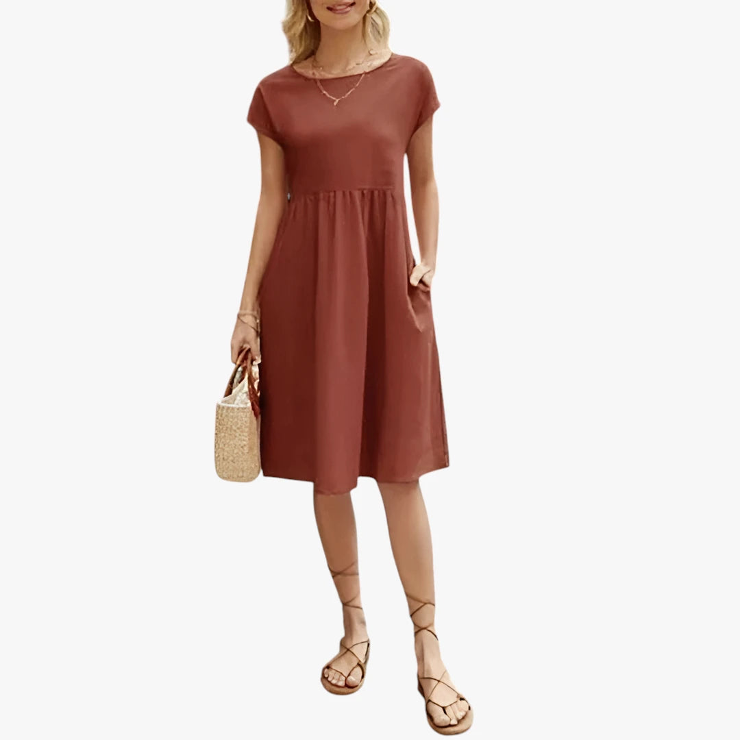 Dame Elegant Sommerkjole med Smock og Kort Snit