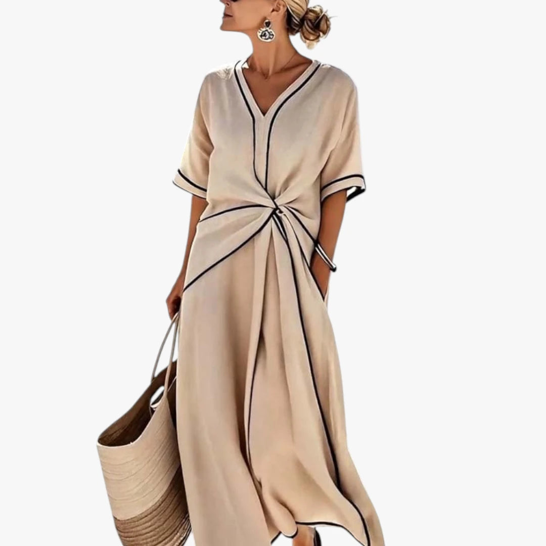 Dame Elegant Midi Sommerkjole med Lommer