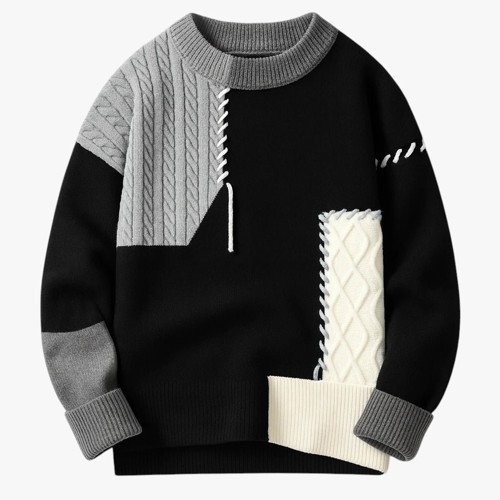 Oversize Kabelstrik Sweater med Rund Hals