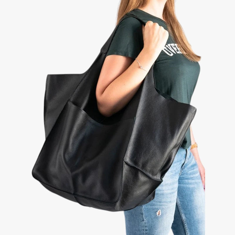 Dame Oversized Vintage Skuldertaske med Mange Rum og Lynlås