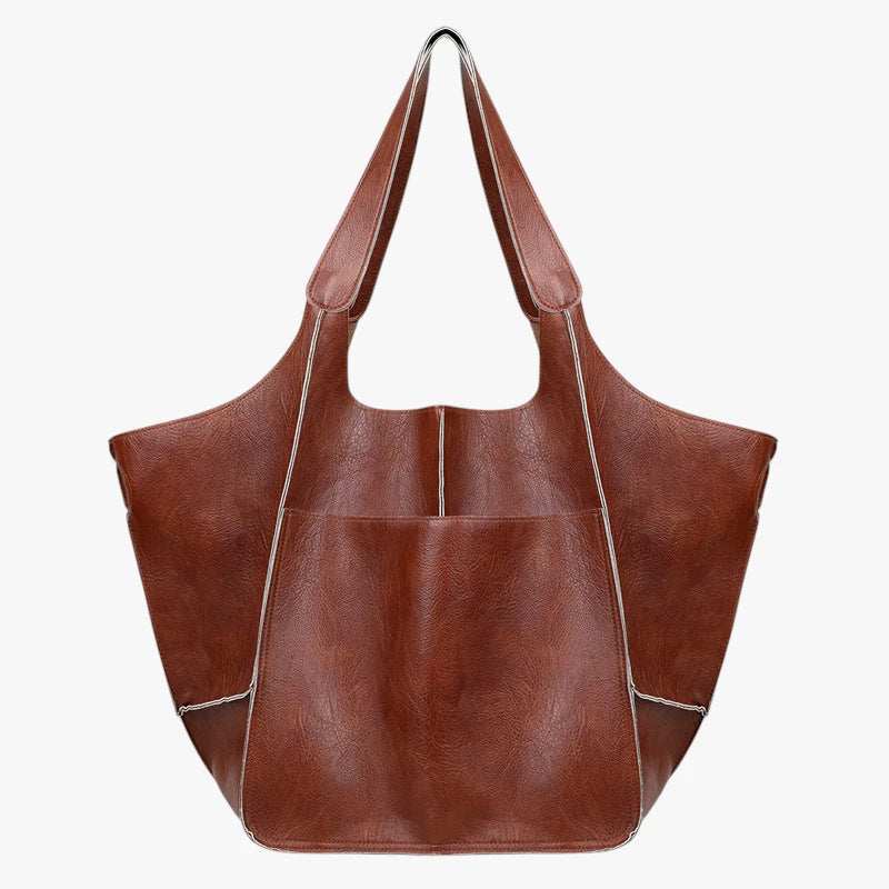 Dame Oversized Vintage Skuldertaske med Mange Rum og Lynlås