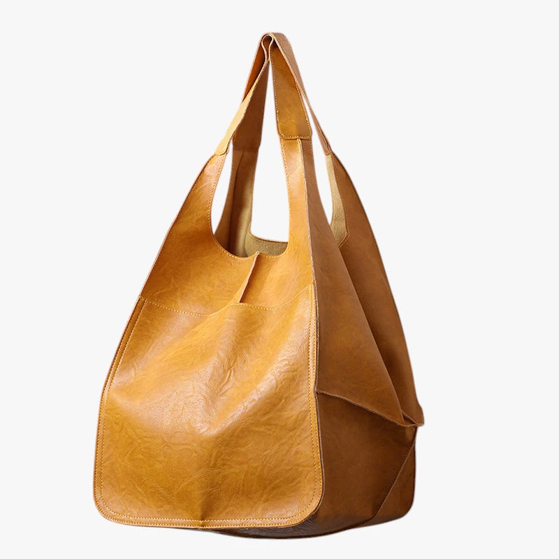 Dame Oversized Vintage Skuldertaske med Mange Rum og Lynlås