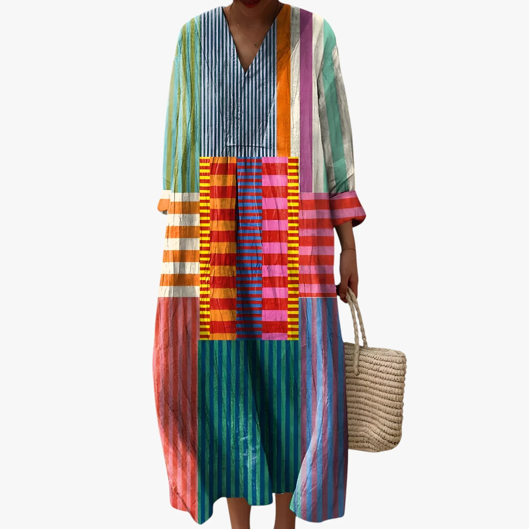 Dame Boho Maxi Sommerkjole med V-udskæring