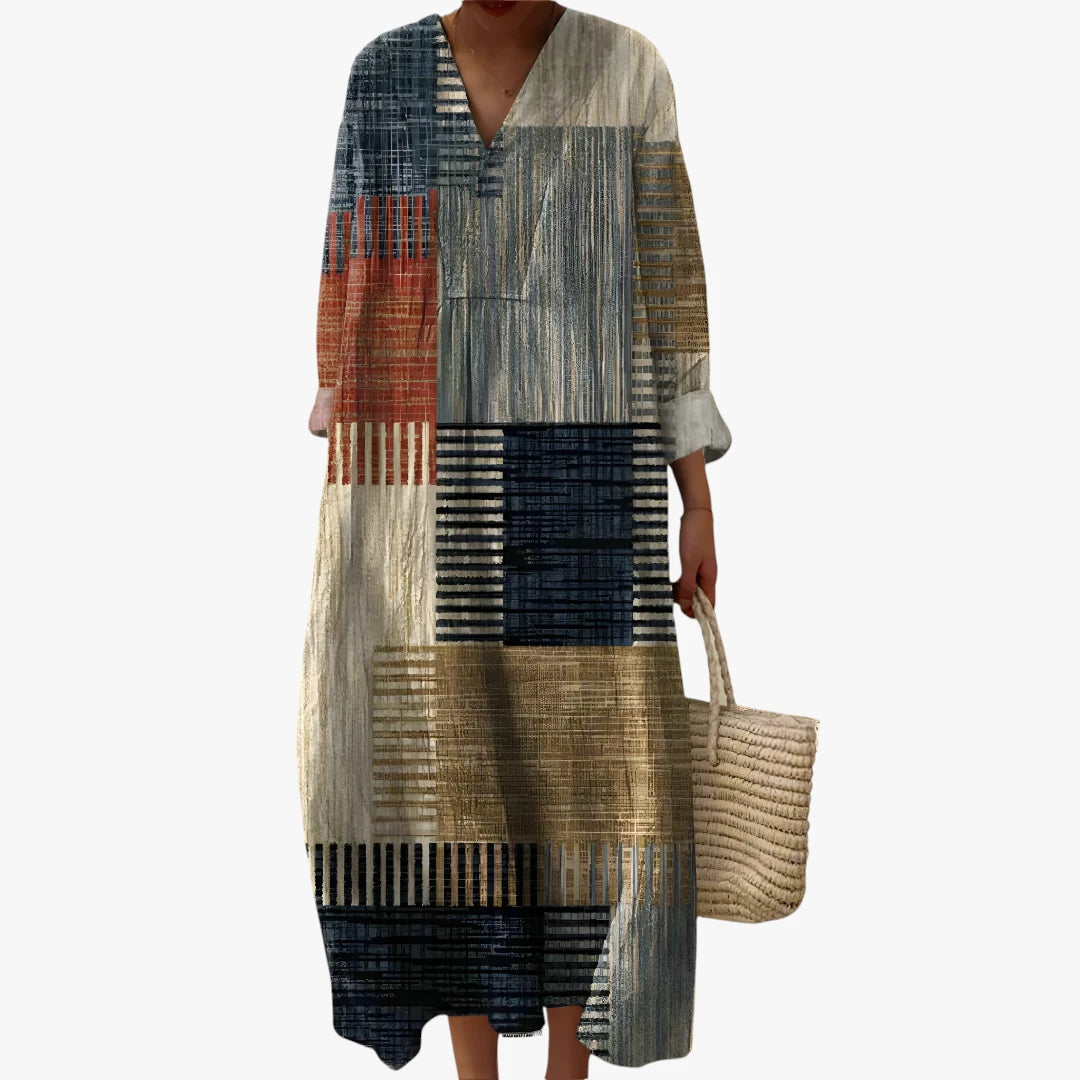 Dame Boho Maxi Sommerkjole med V-udskæring