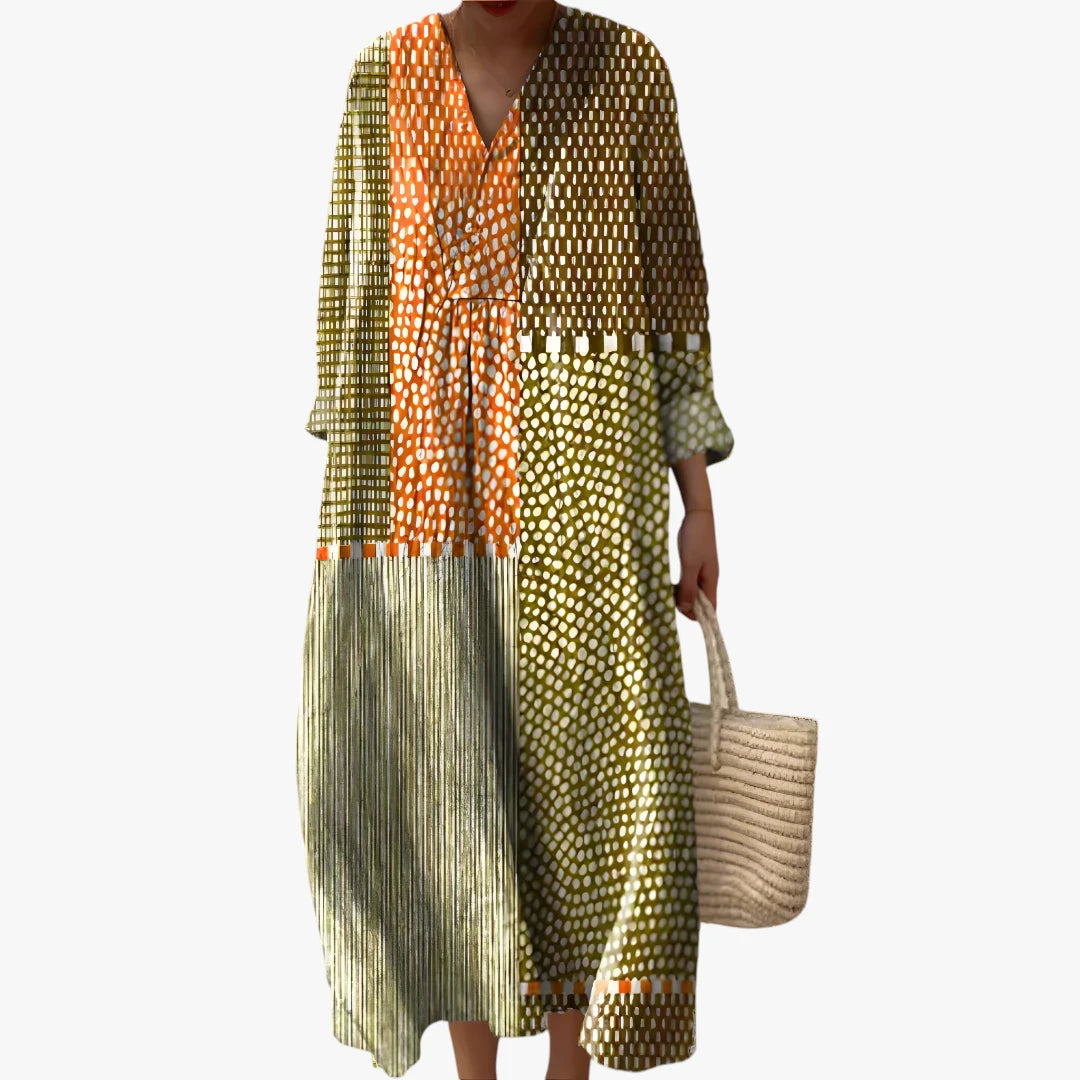 Dame Boho Maxi Sommerkjole med V-udskæring