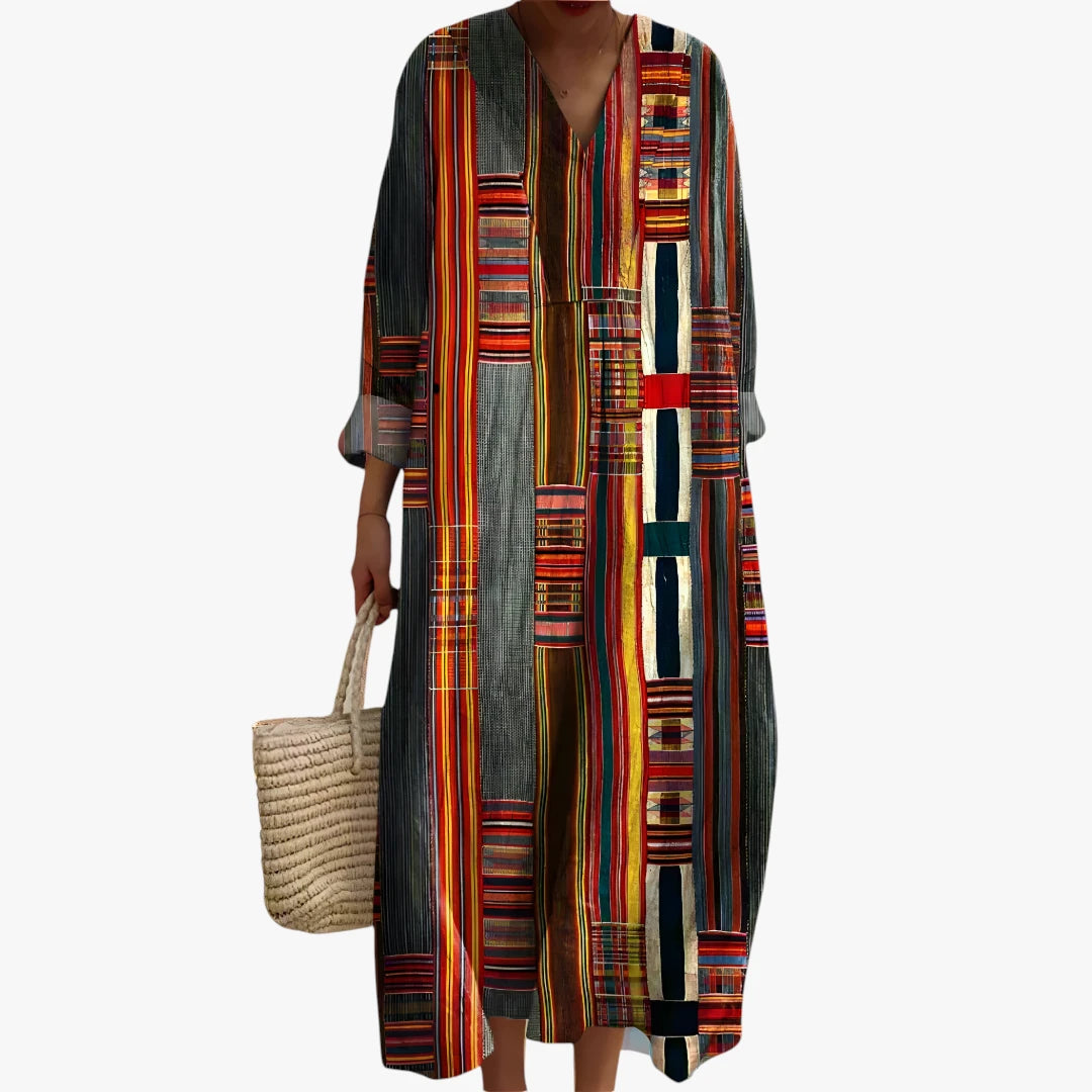 Dame Boho Maxi Sommerkjole med V-udskæring