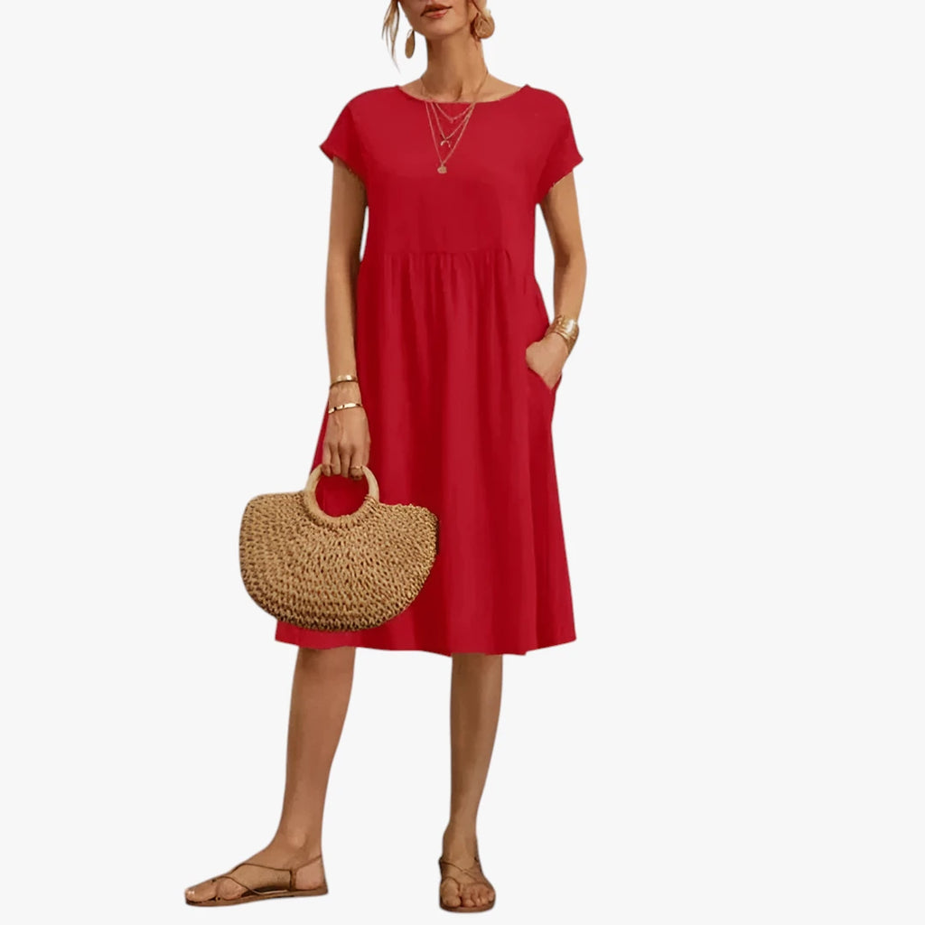 Dame Elegant Sommerkjole med Smock og Kort Snit