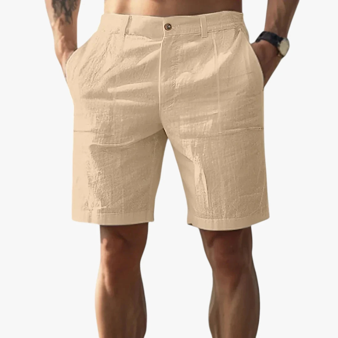 Herre Knælange Shorts med Knapper og Sidelommer