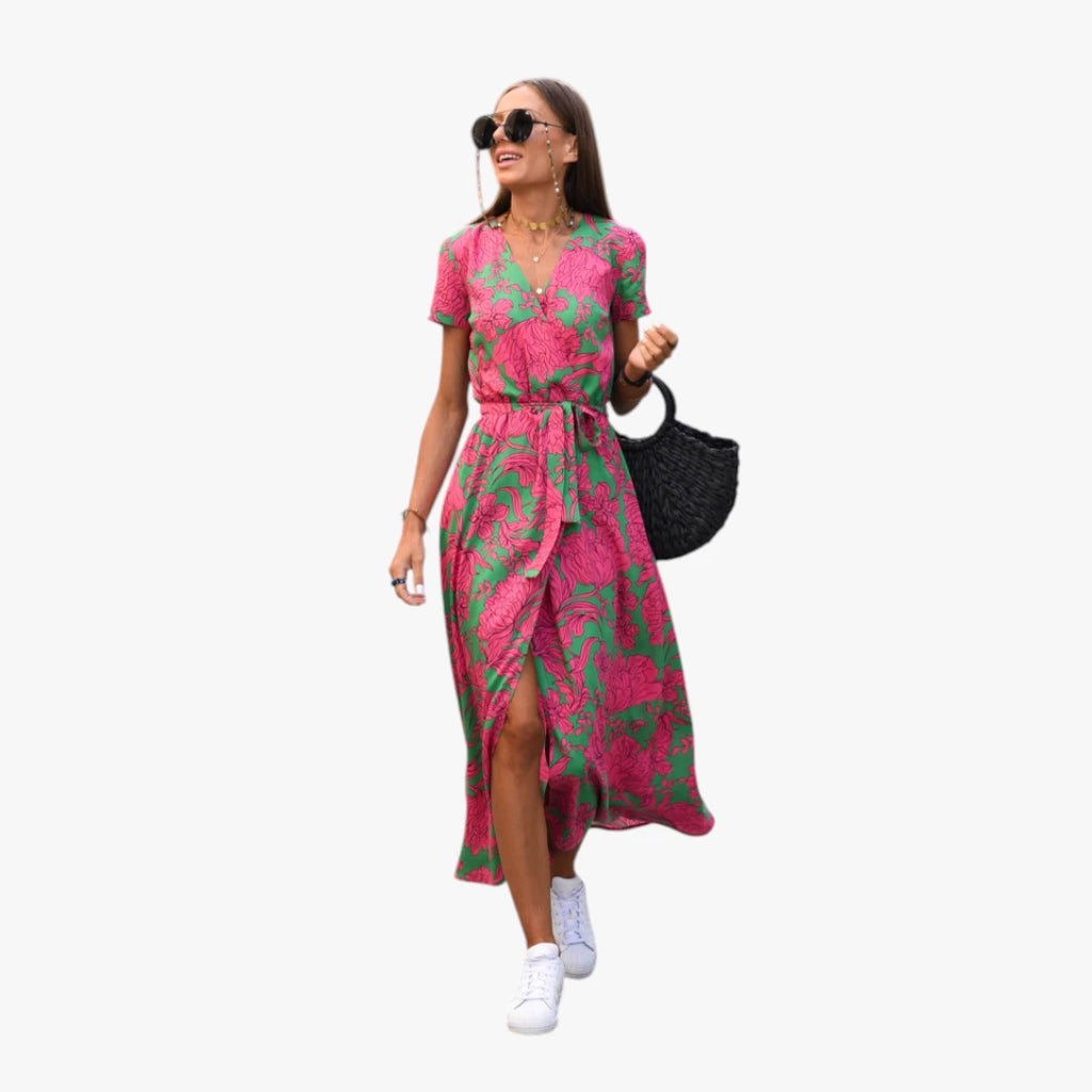 Dame Sommer Midi Smock Kjole med Slids