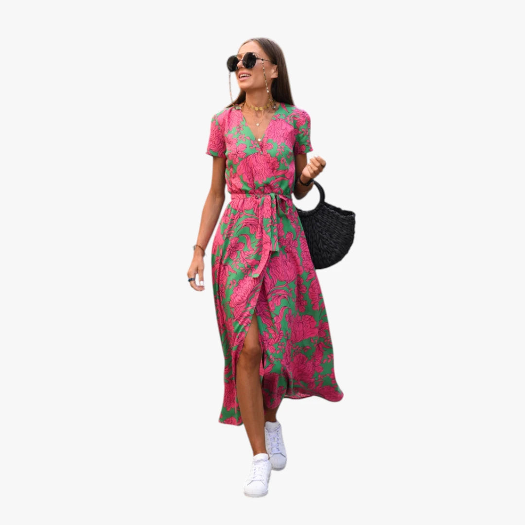 Dame Sommer Midi Smock Kjole med Slids
