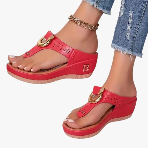 Dame Komfort Plateau Sandaler med Kilehæl og Rem