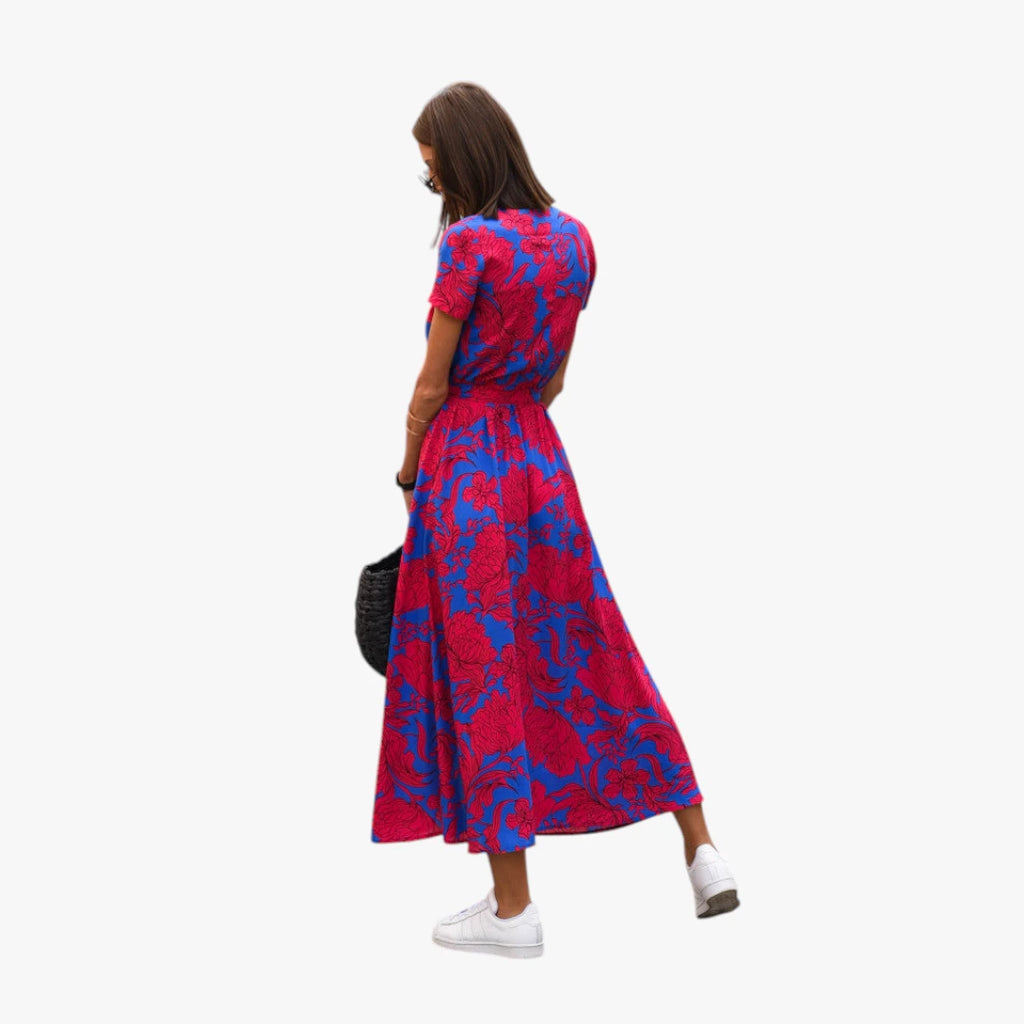 Dame Sommer Midi Smock Kjole med Slids