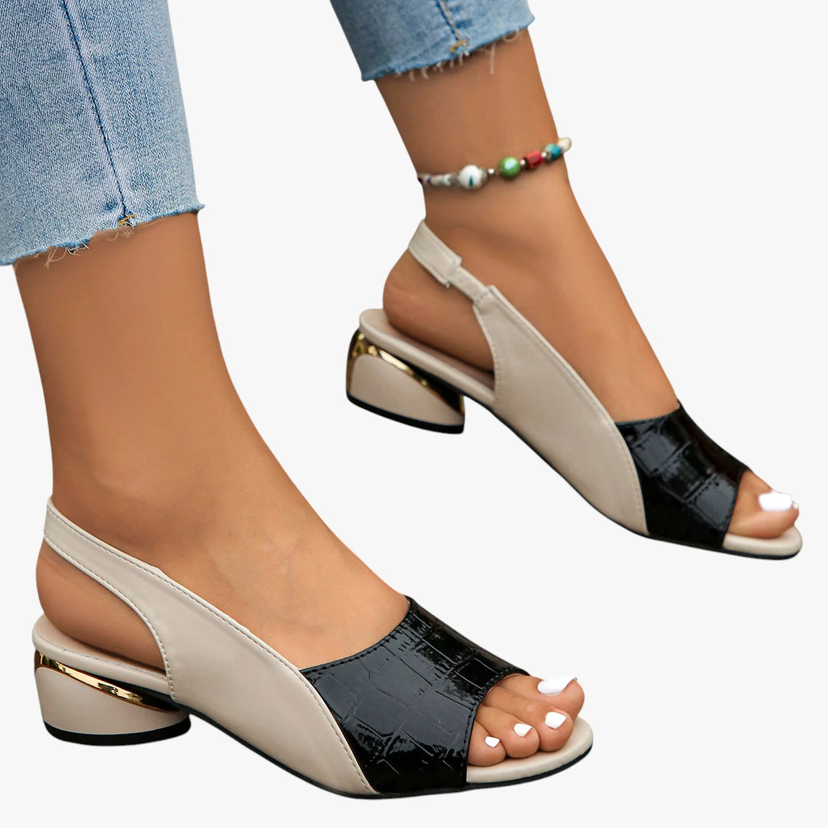 Dame Elegante Sandaler med Blokhæl og Rem